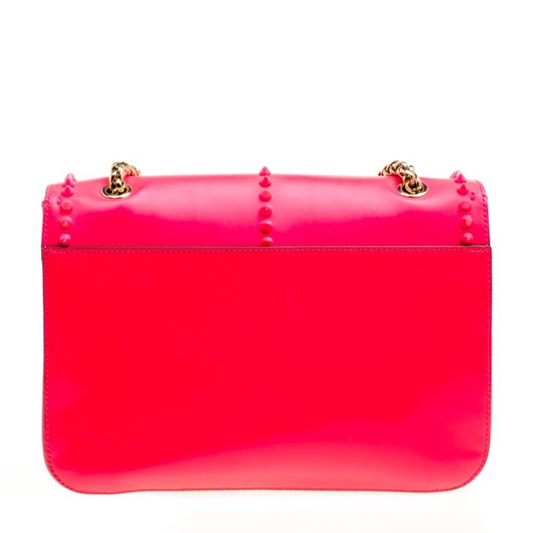 Christian Louboutin Neon Pink Matte Leather Small Rockstud Sweet ...