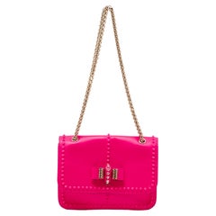 Christian Louboutin Neon Pink Matte Patent Leather Small Rockstud Shoulder Bag 