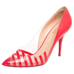 Christian Louboutin Neon Pink Patent Leather and PVC Pivichic Pumps Size 39