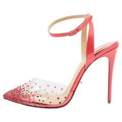 Christian Louboutin Neon Pink Patent Leather and PVC Spikaqueen  Size 37.5