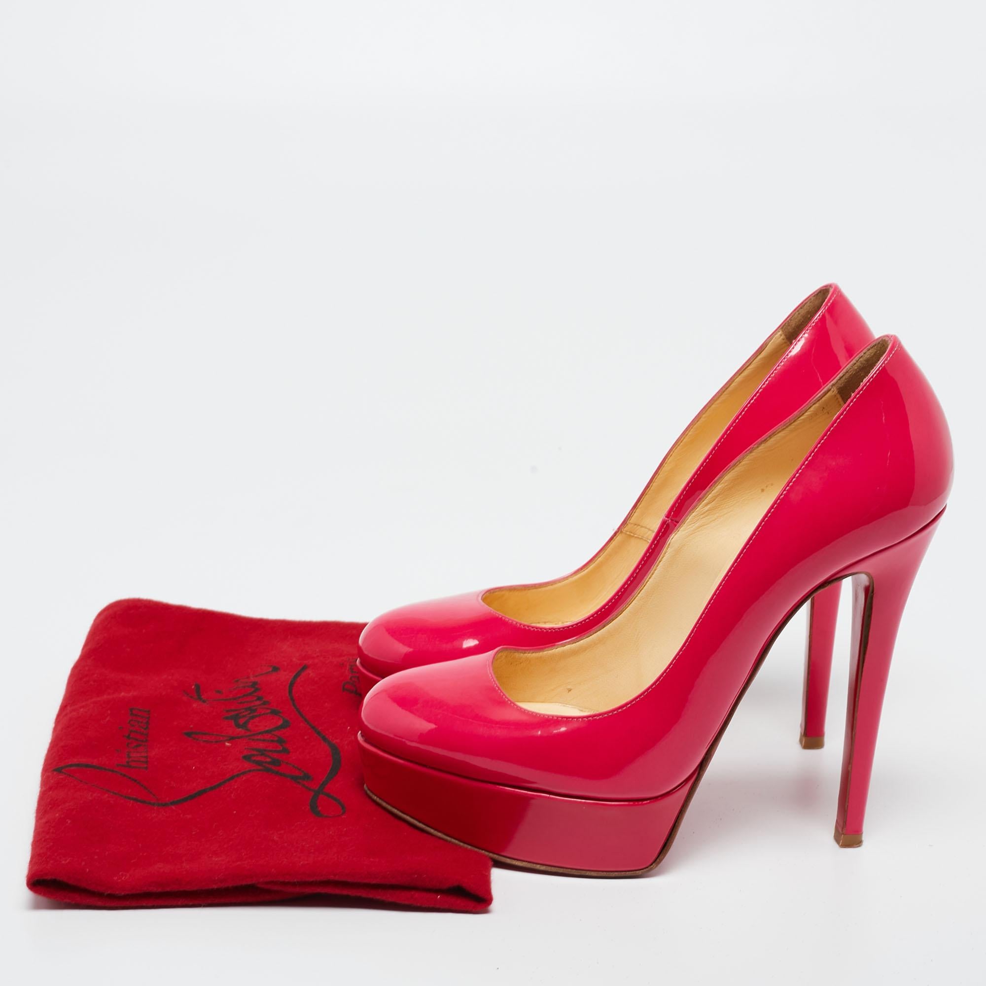 Christian Louboutin Neon Pink Patent Leather Bianca Pumps Size 36 For Sale 5