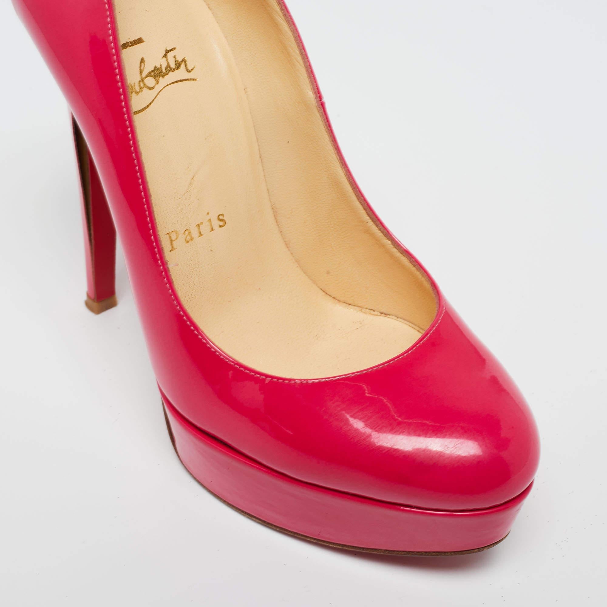 Christian Louboutin Neon Pink Patent Leather Bianca Pumps Size 36 For Sale 1