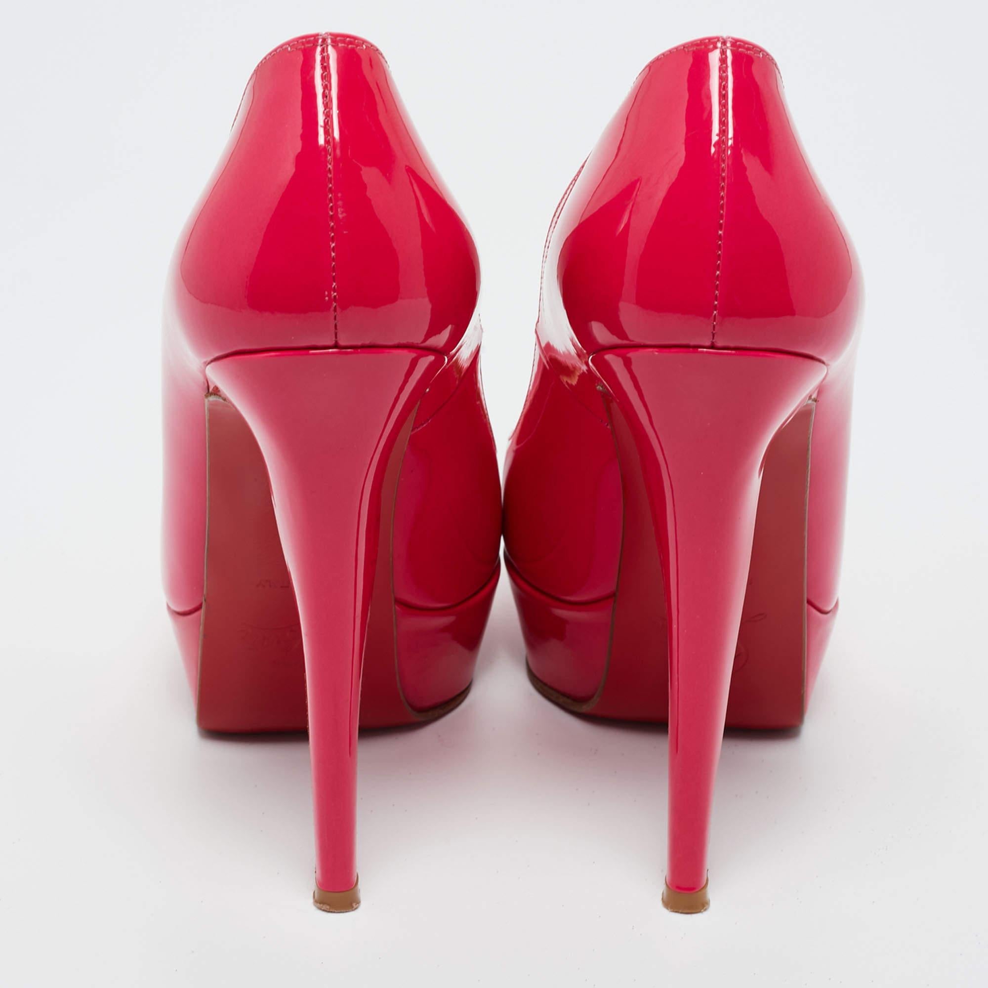 Christian Louboutin Neon Pink Patent Leather Bianca Pumps Size 36 For Sale 2