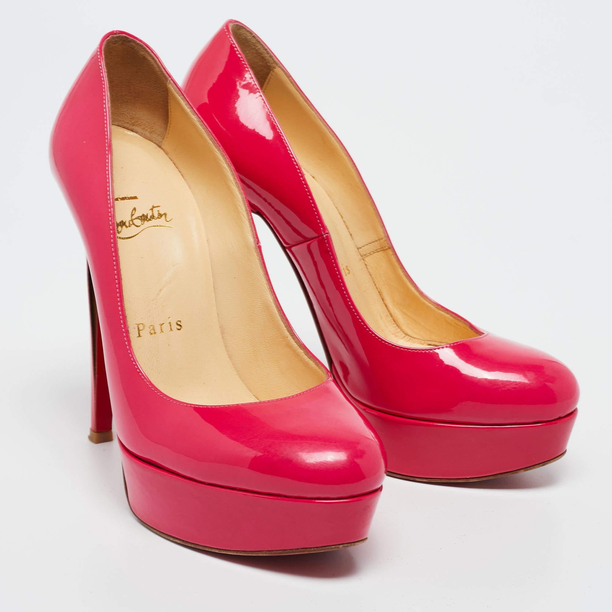 Christian Louboutin Neon Pink Patent Leather Bianca Pumps Size 36 For Sale 3