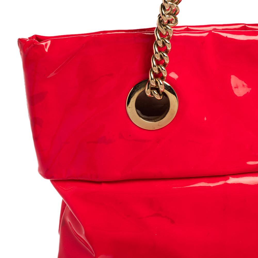 Christian Louboutin Neon Pink Patent Leather Chain Tote 7