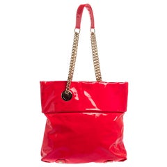 Christian Louboutin Neon Pink Patent Leather Chain Tote