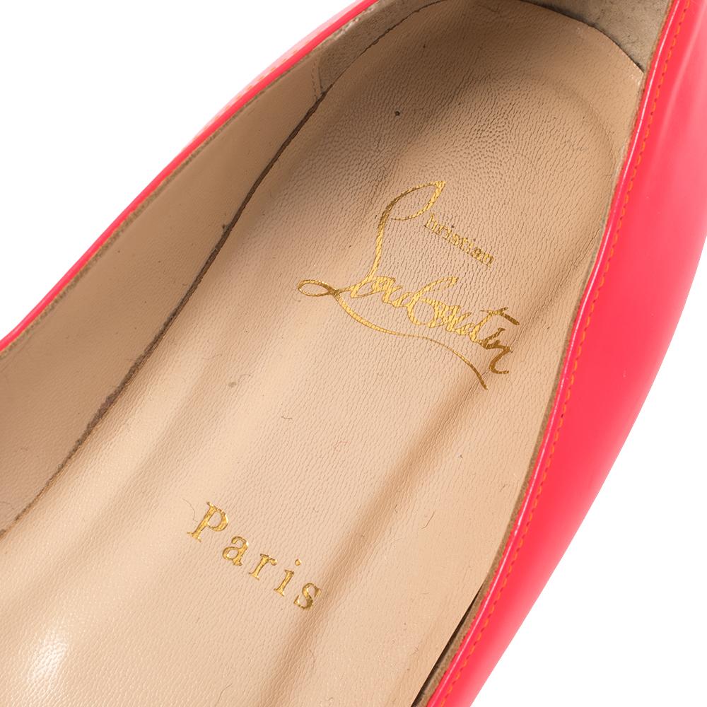 Christian Louboutin Neon Pink Patent Leather Croisette Flats Size 38.5 1