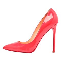 Christian Louboutin Neon Pink Patent Leather Pigalle Follies Pumps Size 39