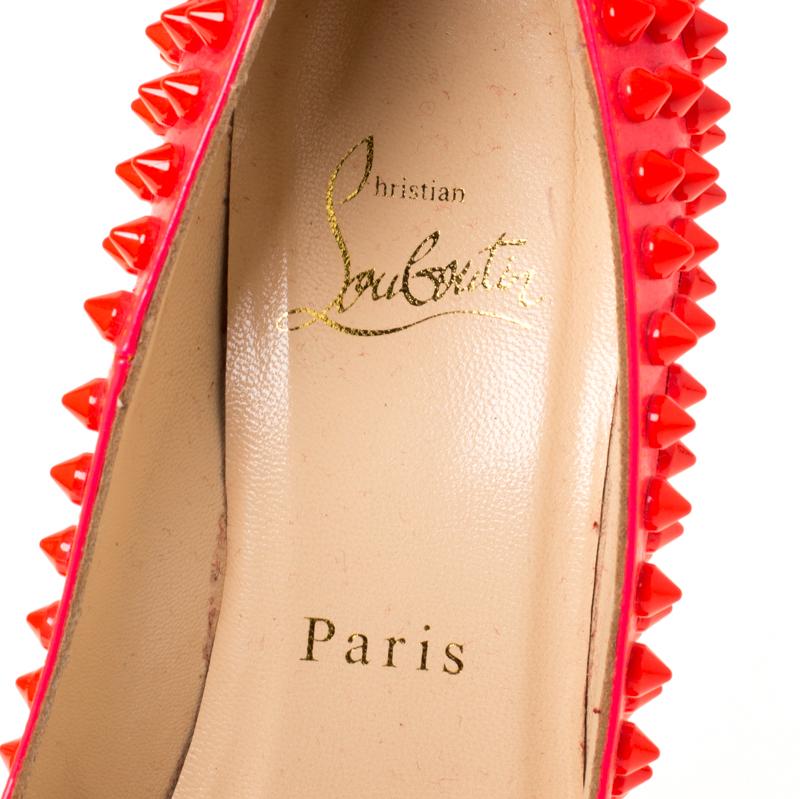 Christian Louboutin Neon Pink Patent Leather Pigalle Spikes Pumps Size 35.5 2