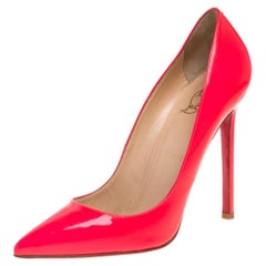 Christian Louboutin Neon Pink Patent So Kate Pointed Toe Pump Size 37.5
