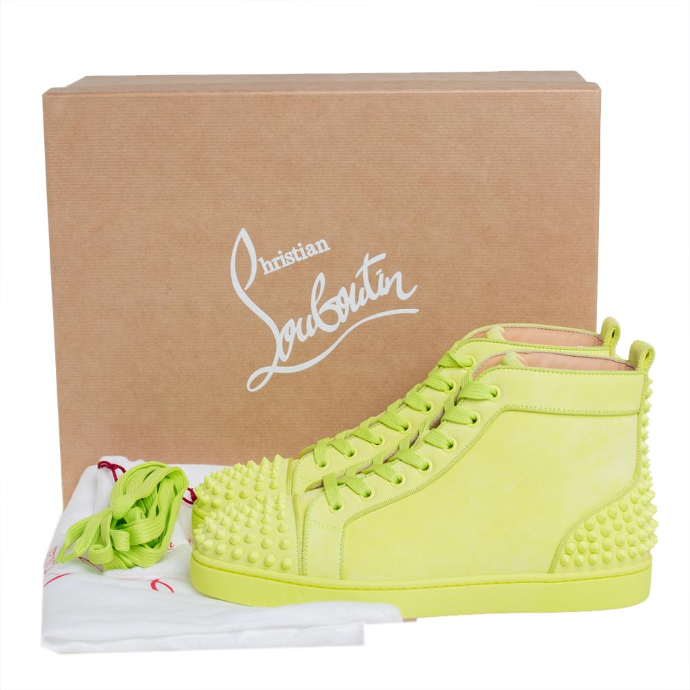 Christian Louboutin Neon Suede Louis Spikes Sneakers Size 40 1