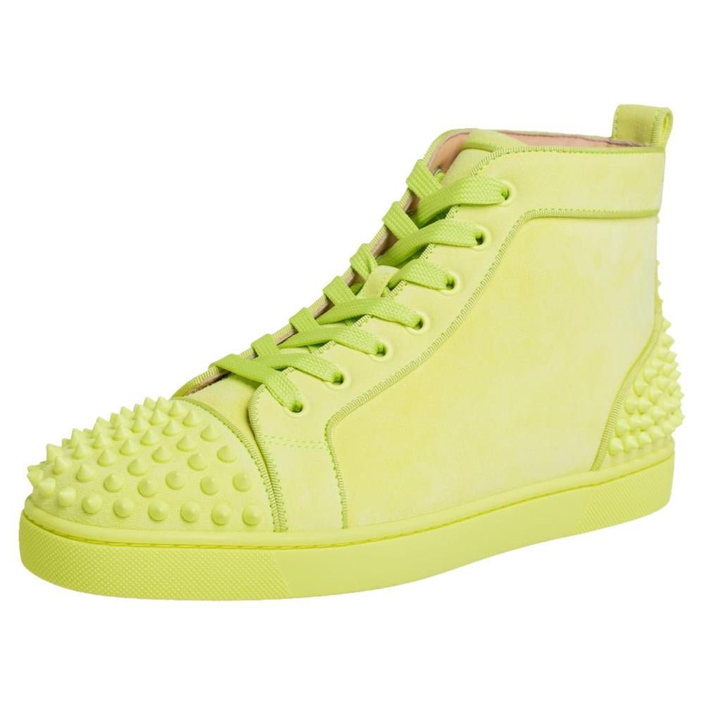 Christian Louboutin Neon Suede Louis Spikes Sneakers Size 40