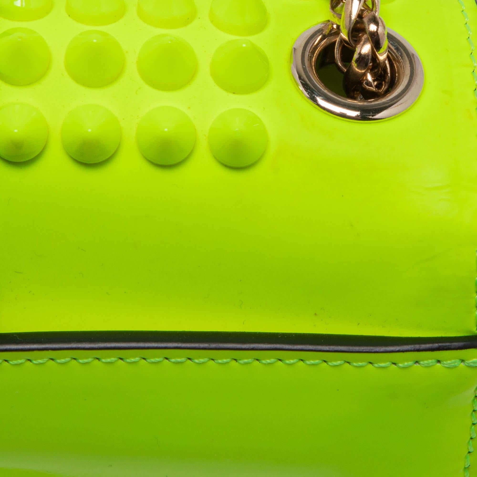 Christian Louboutin Neon Yellow Leather Mini Spiked Sweet Charity Crossbody Bag 1