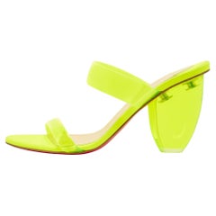 Christian Louboutin Neon Yellow PVC Ovida Slide Sandals Size 39