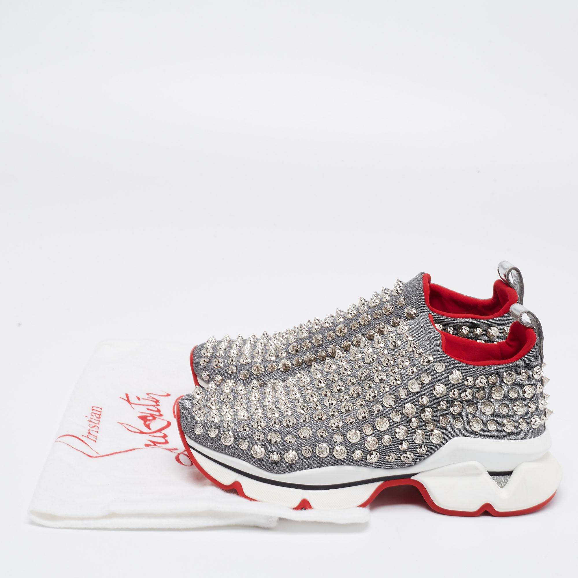 Christian Louboutin Neoprene Spike Sock Platform Slip On Sneakers Size 37.5 1
