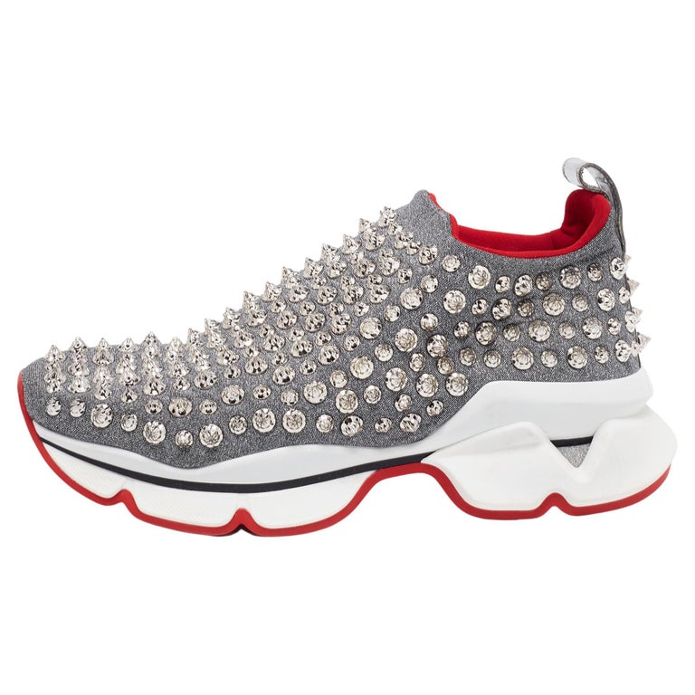 Christian Louboutin Neoprene Spike Sock Platform Slip On Sneakers Size 37.5  at 1stDibs