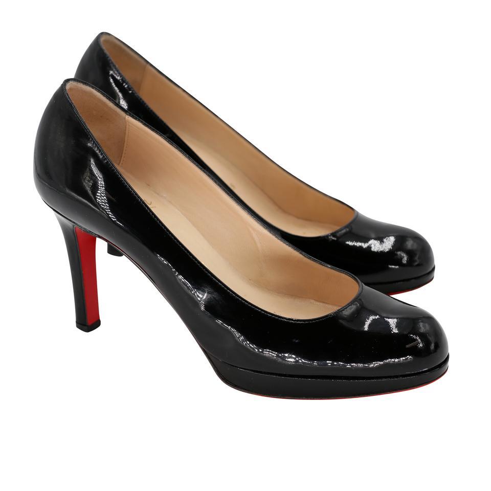 Black Christian Louboutin Nero Round Toe Patent Leather Bianca Pumps CL-0818P-0001 For Sale