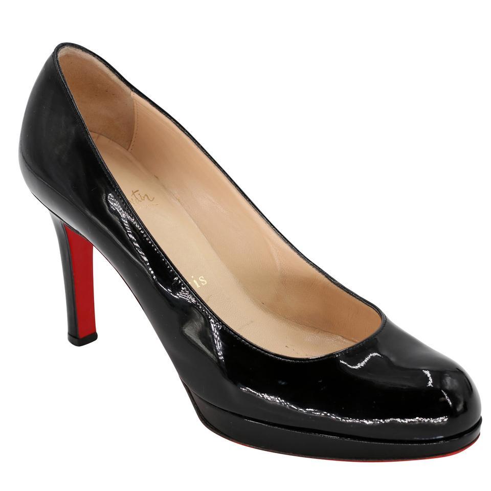 Women's Christian Louboutin Nero Round Toe Patent Leather Bianca Pumps CL-0818P-0001 For Sale