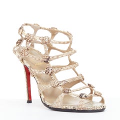 CHRISTIAN LOUBOUTIN Neuron 100 scaled leather cage gladiator sandals EU37.5