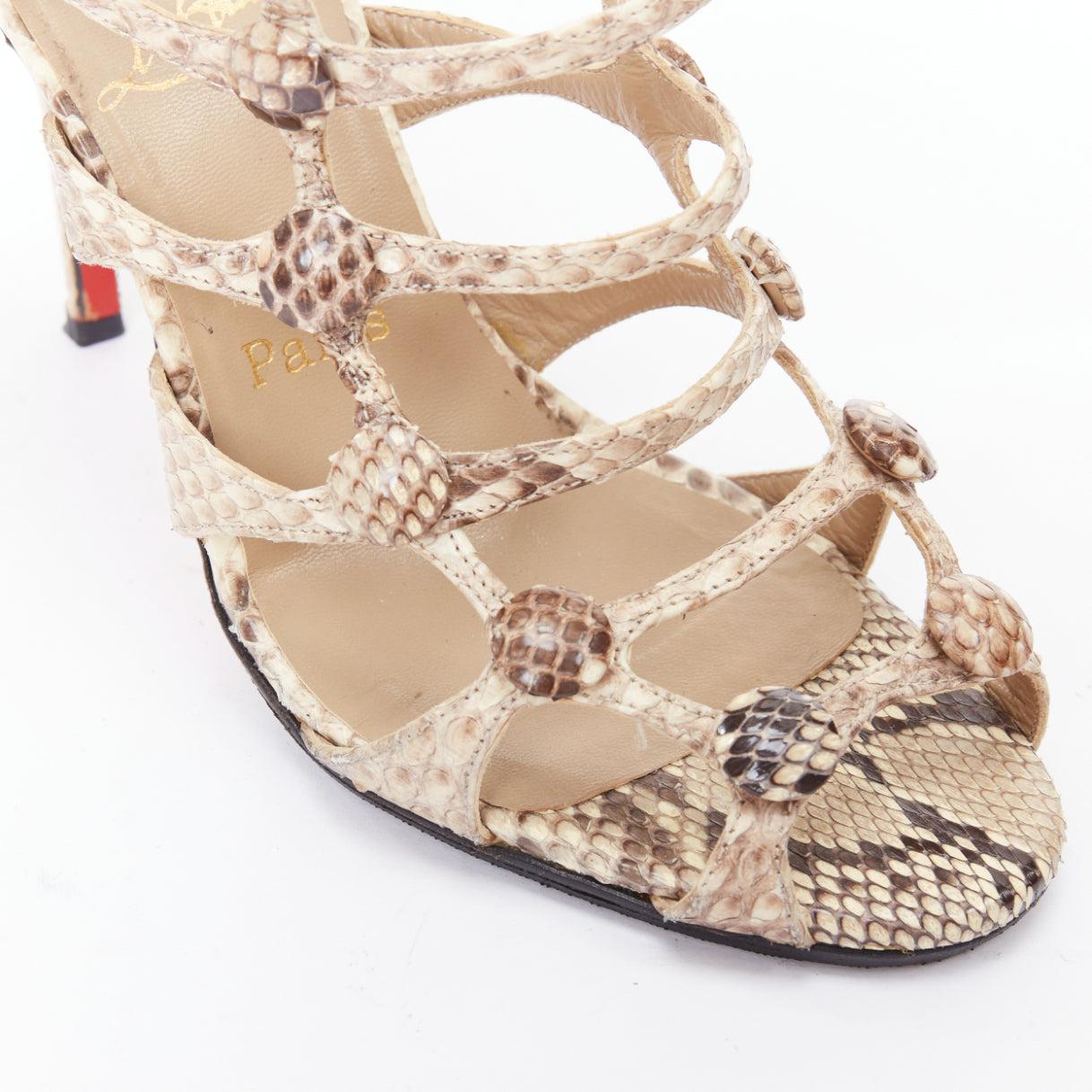 CHRISTIAN LOUBOUTIN Neuron 100 scaled leather cage gladiator sandals EU37.5 For Sale 2