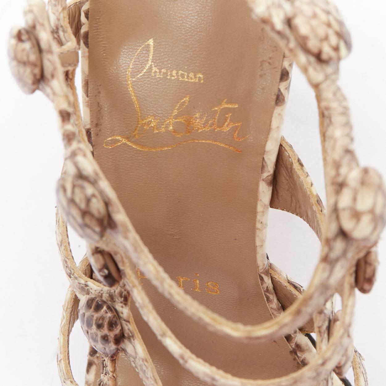 CHRISTIAN LOUBOUTIN Neuron 100 scaled leather cage gladiator sandals EU37.5 For Sale 4