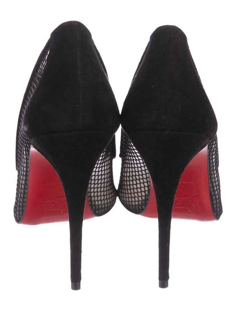 Christian Louboutin NEW Black Suede Mesh Evening Heels Pumps For Sale at 1stdibs