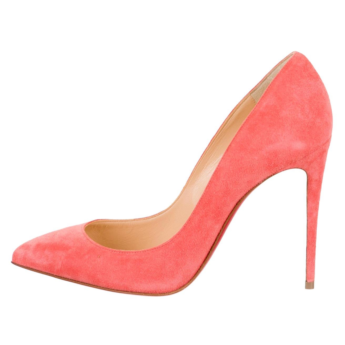 Christian Louboutin NEW Coral Suede Leather Pumps Heels in Box
