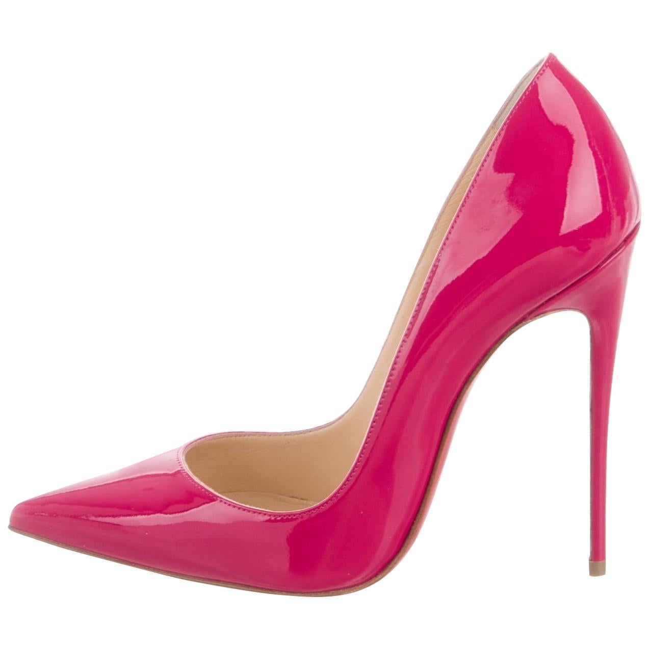 Christian Louboutin NEW Fuchsia Patent Leather Kate High Heels Pumps in Box