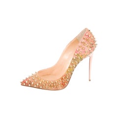 Christian Louboutin NEW Multi Color Cork Gold Stud Evening Heels Pumps in Box