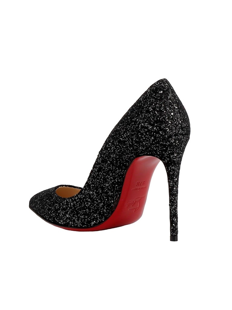 Christian Louboutin NEW Pigalle 100 Black Glitter High Heels Pumps in Box  at 1stDibs | christian louboutin black glitter heels, black glitter  louboutin heels, christian louboutin black sparkly heels