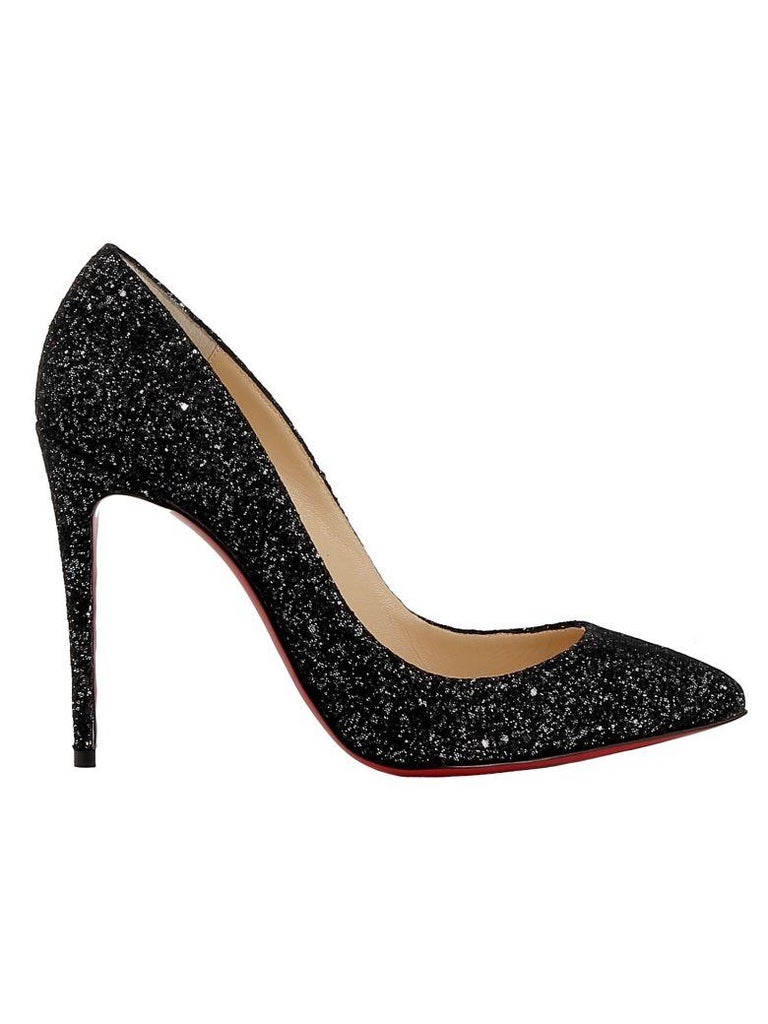Christian Louboutin NEW Pigalle 100 Black Glitter High Heels Pumps in ...