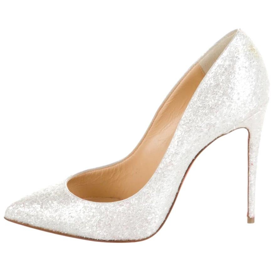 Christian Louboutin NEW Pigalles Snow Winter White Evening Heels Pumps in Box