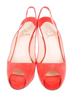 Christian Louboutin NEW Pink Orange Coral Suede Evening Pumps Heels in Box