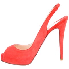 Christian Louboutin NEW Pink Orange Coral Suede Evening Pumps Heels in Box