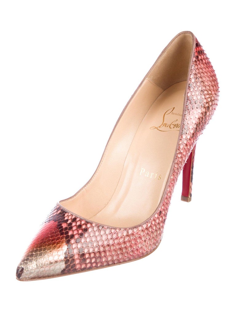 Christian Louboutin NEW Pink Red Black Snakeskin Evening