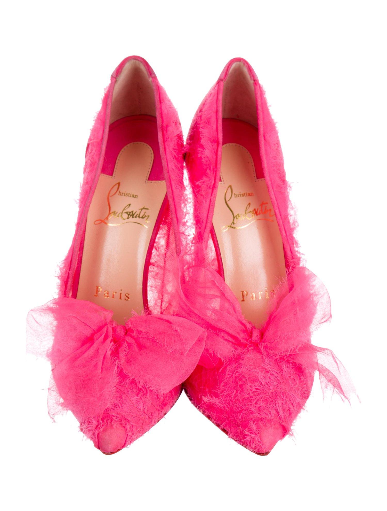 Women's Christian Louboutin NEW Pink Suede Woven Chiffon Evening Heels Pumps in Box
