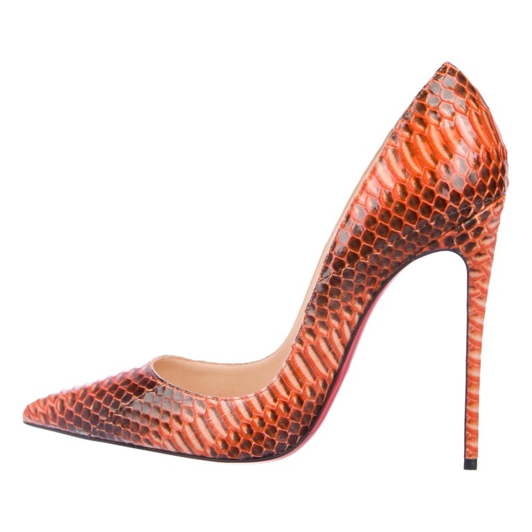 orange christian louboutin heels