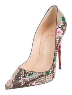 Christian Louboutin NEW Python Exotic Nude Floral Flower Evening Heels Pumps
