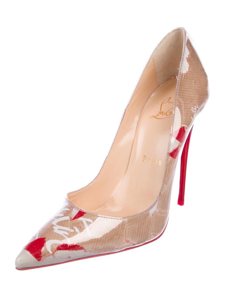 Christian Louboutin NEW Red Tan Patent Leather Kate