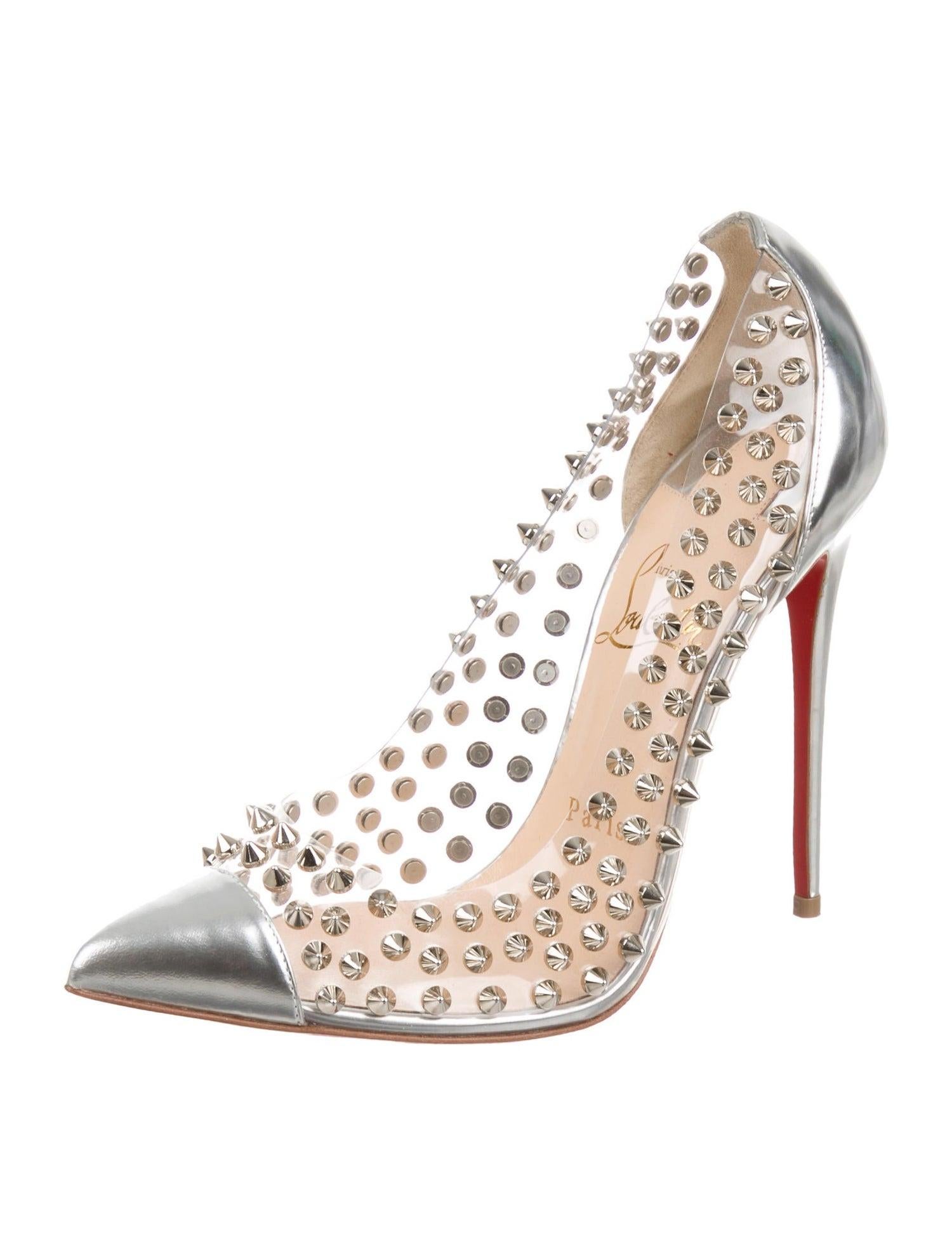 Christian Louboutin NEW Silver Leather PVC Clear Metal Pumps Heels in Box

Size IT 37.5
Leather
PVC
Metal
Silver tone hardware
Slip on
Made in Italy
Heel height 4.5
