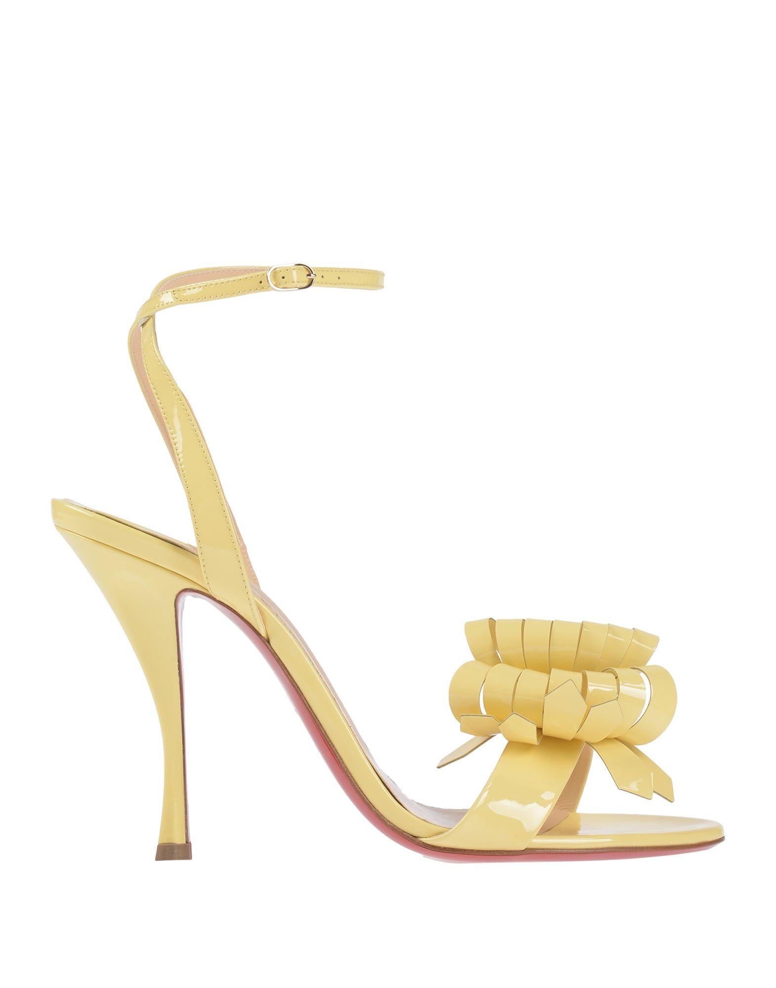 Christian Louboutin NEW Yellow Patent Bow Evening Sandals Heels in Box (Gelb)