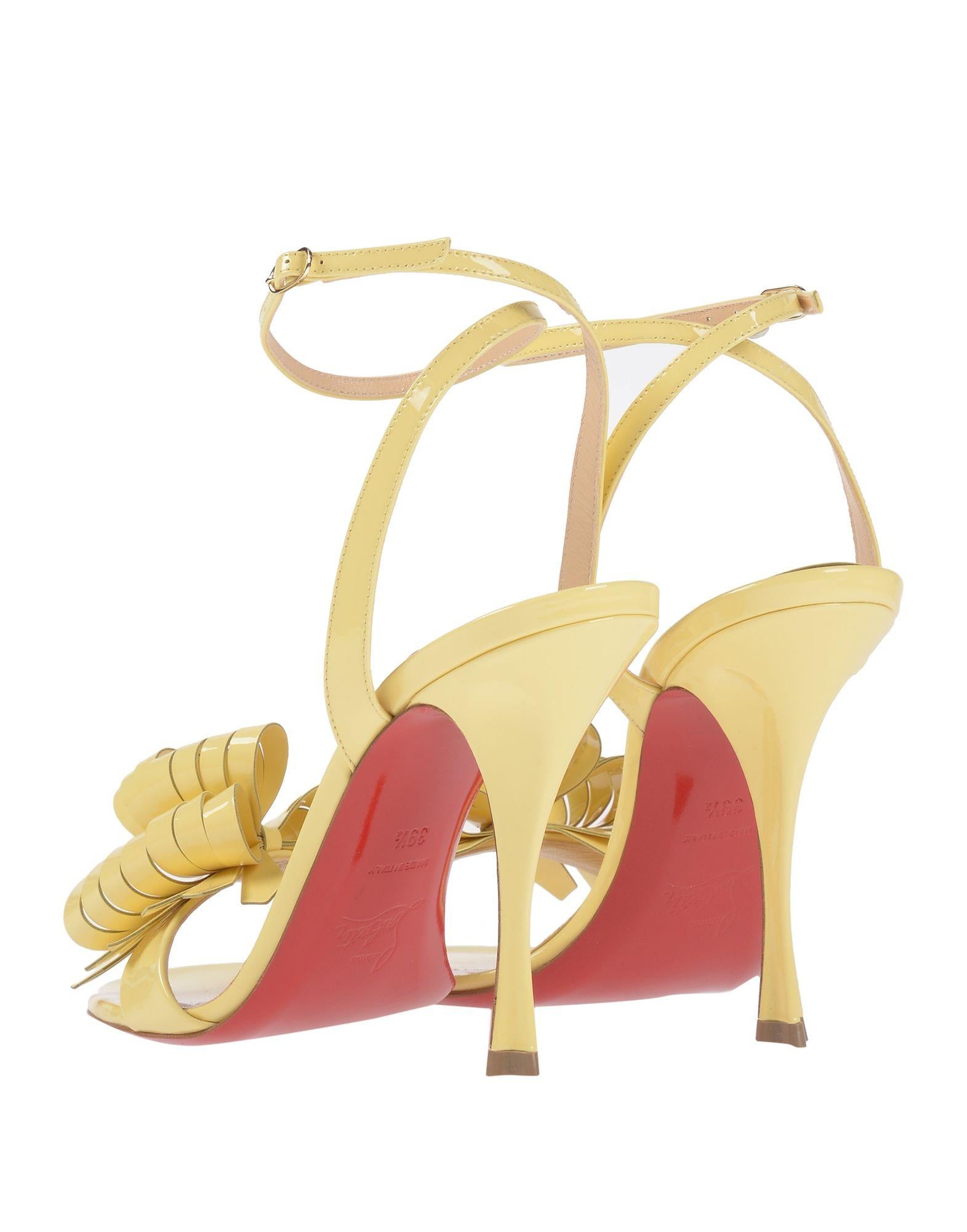 Christian Louboutin NEW Yellow Patent Bow Evening Sandals Heels in Box 1