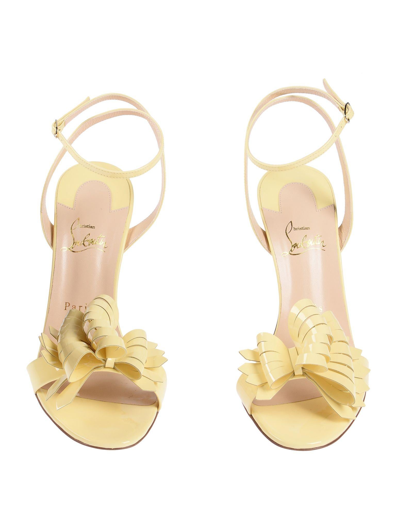 Christian Louboutin NEW Yellow Patent Bow Evening Sandals Heels in Box Damen