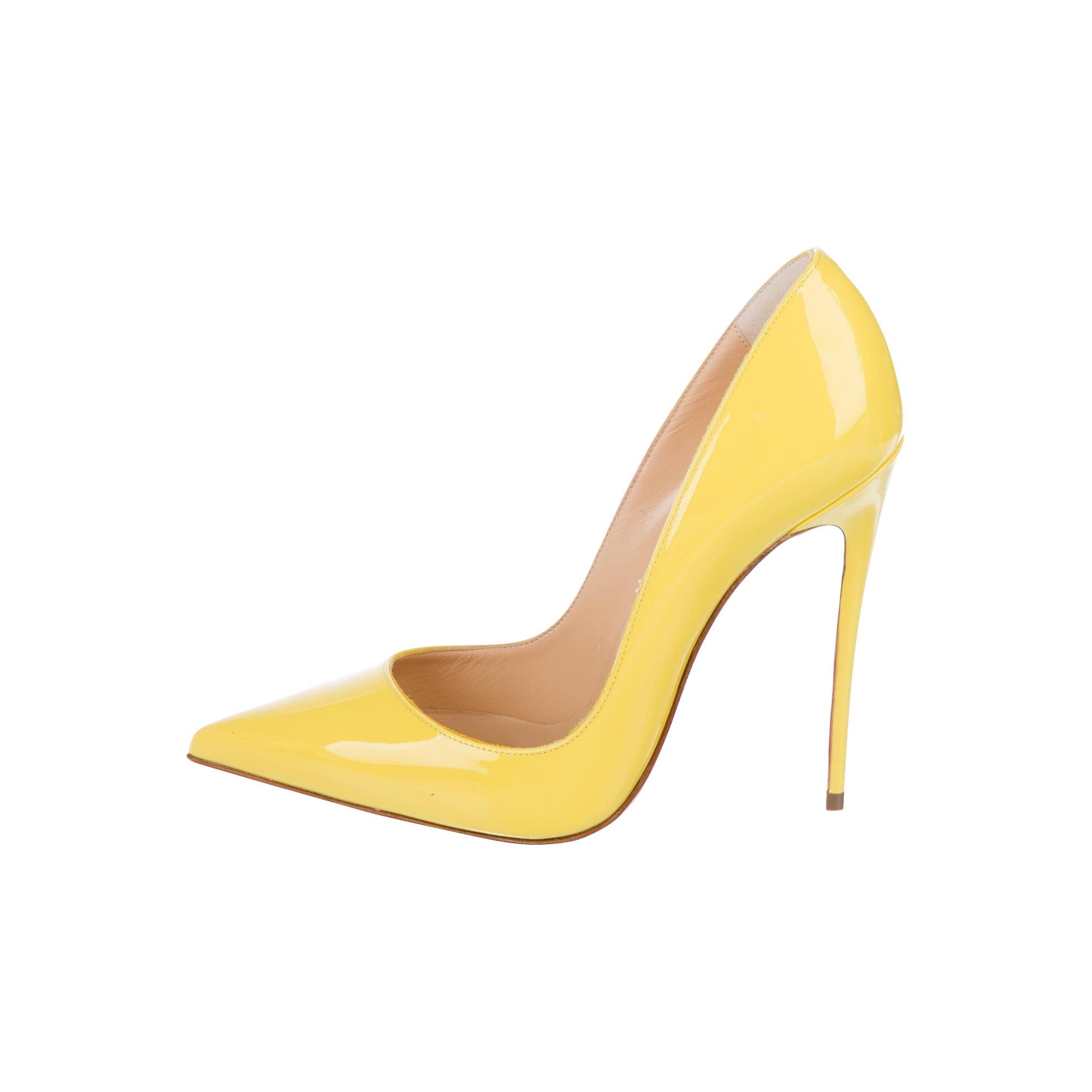 Christian Louboutin NEW Yellow Patent Leather So Kate High Heels Pumps in Box