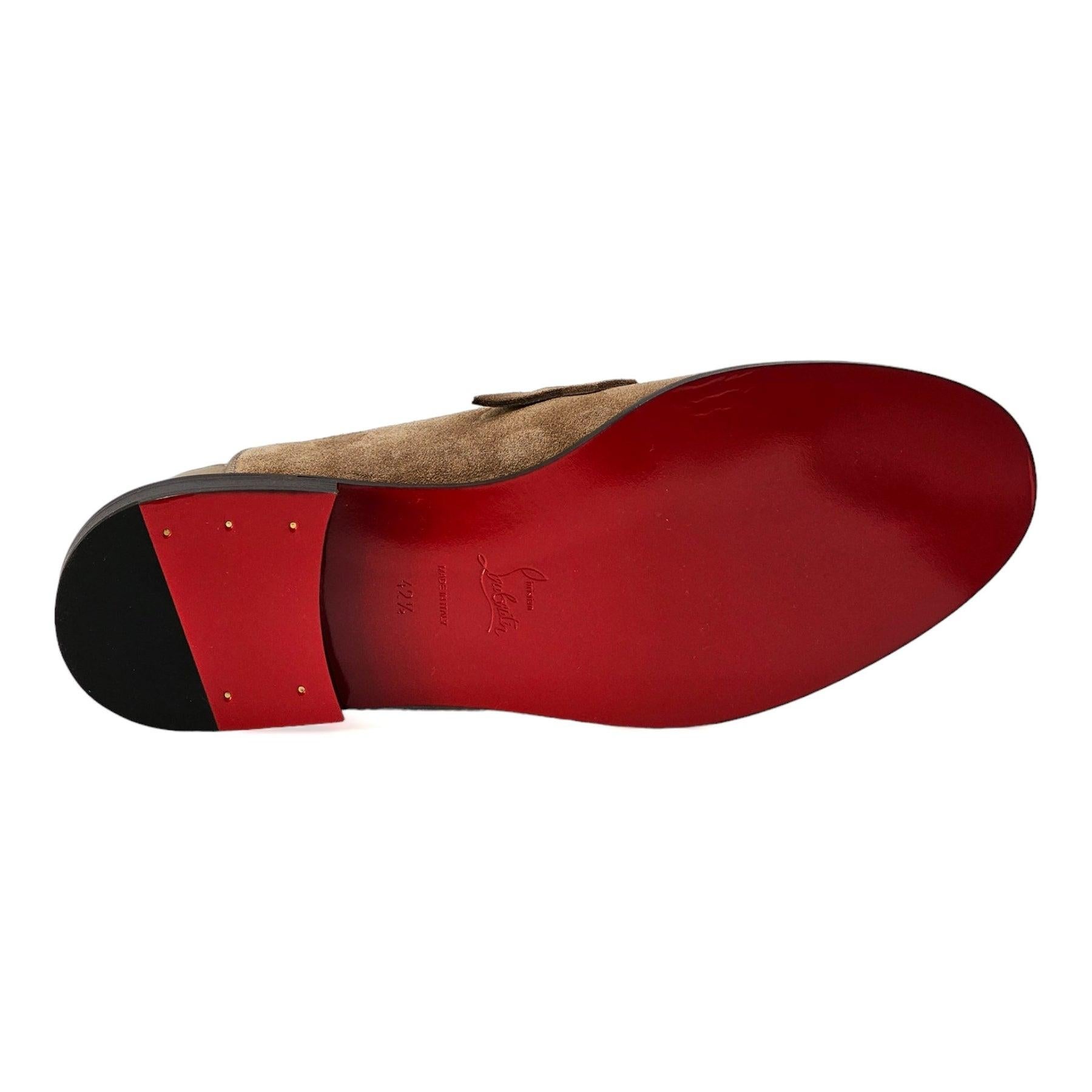 Brown Christian Louboutin No Penny Loafers Suede Loafers in Tan