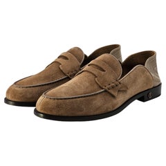 Christian Louboutin No Penny Loafers Suede Loafers in Tan