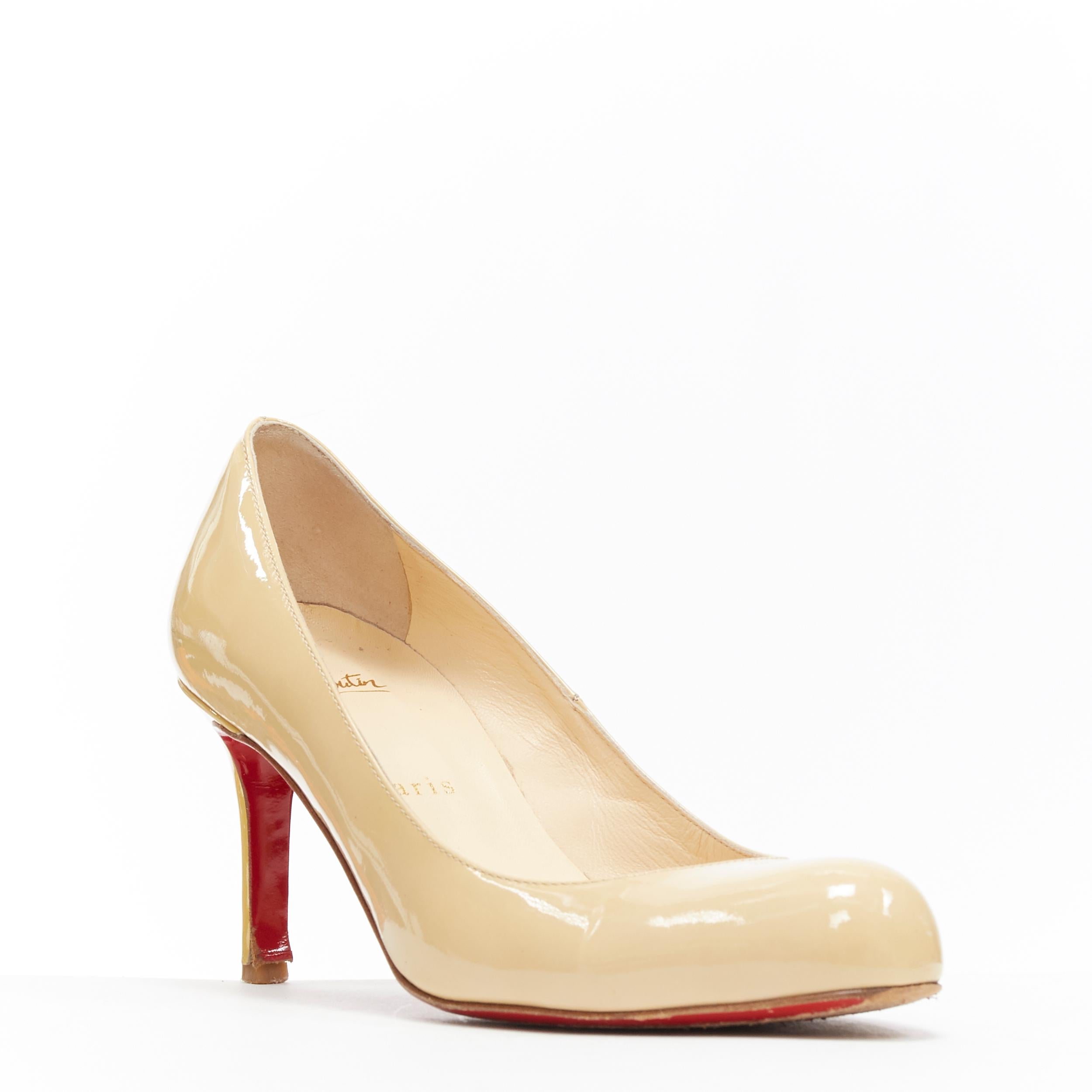 beige round toe pumps