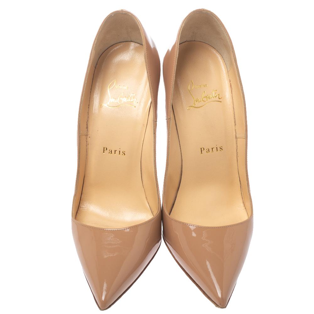 The minimal and timeless design of these So Kate pumps makes them so covetable. Named after supermodel Kate Moss, they are made from beige patent leather into a sleek pointed-toe silhouette. These pumps are elevated on 12 cm heels to reveal the