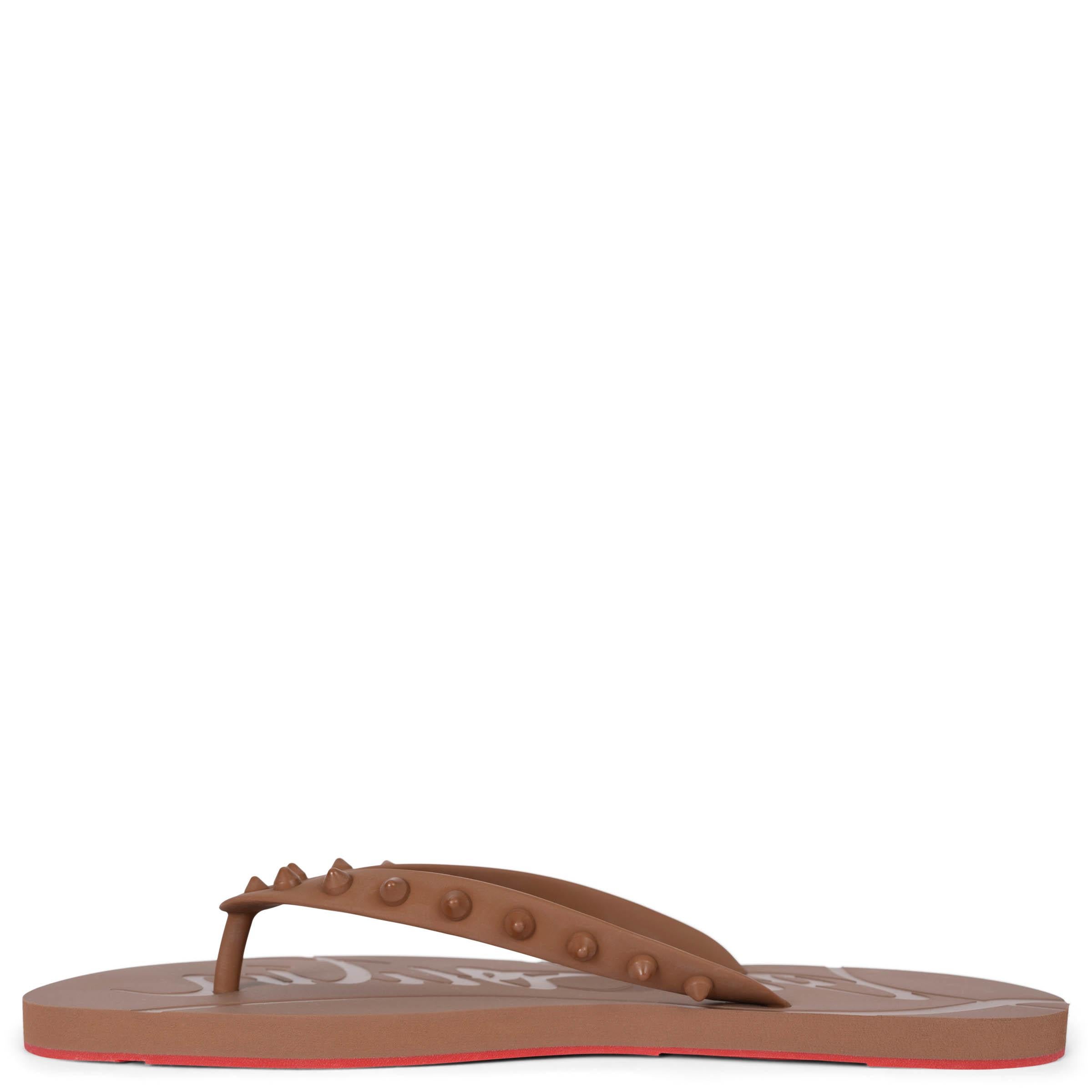 Marron CHRISTIAN LOUBOUTIN Nude caoutchouc marron LOUBI Sandales Thong Chaussures 42 en vente
