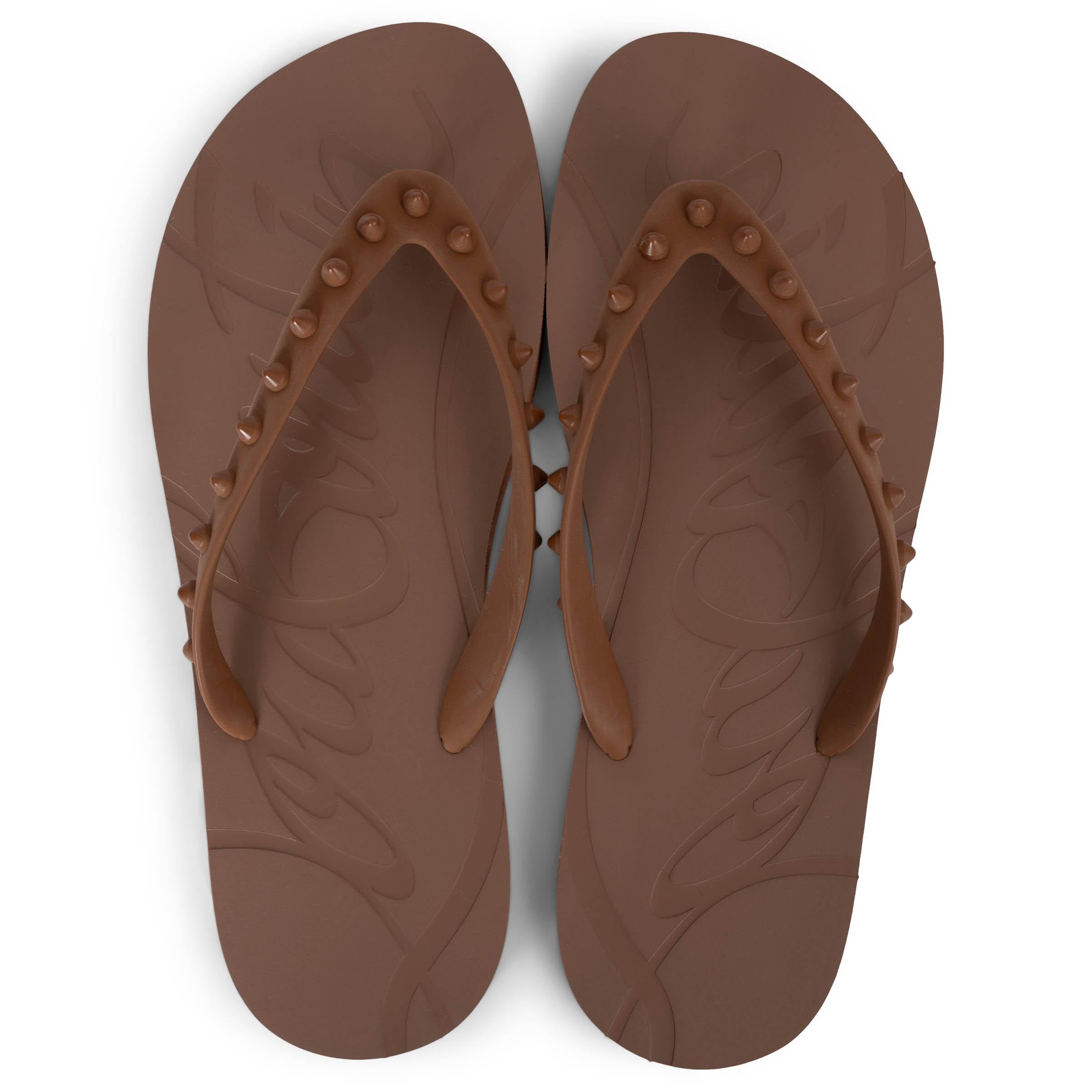 CHRISTIAN LOUBOUTIN Nude caoutchouc marron LOUBI Sandales Thong Chaussures 42 en vente 1
